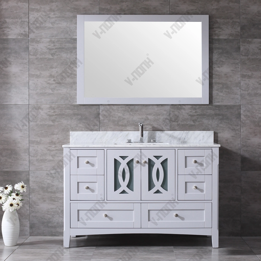 48inch Top Quality Modern Carrara Marble Top Bathroom Vanity Cabinet
