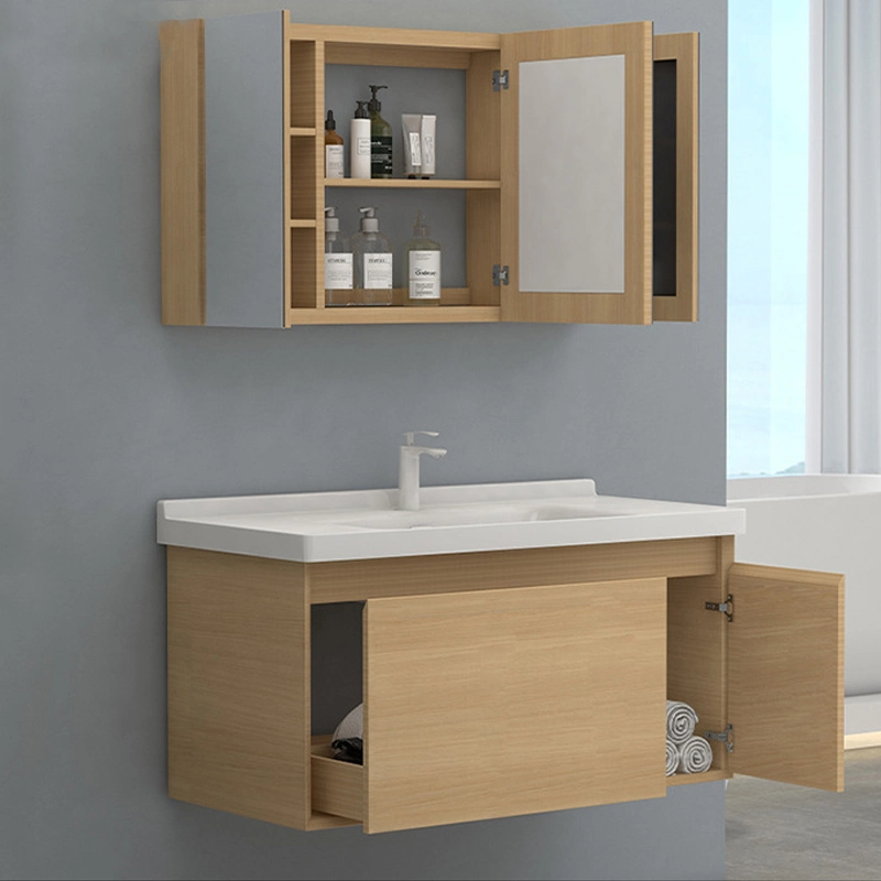 Unique 45 Degree Edge Wall Hung White Oak Bathroom Vanity Cabinet 60cm