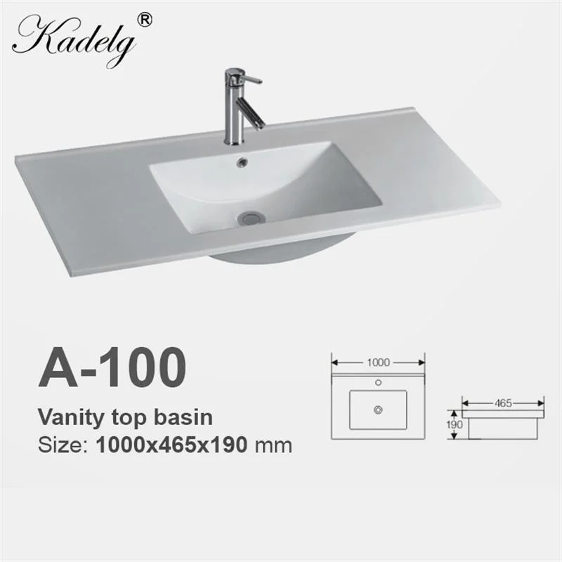 Hot Selling Popular Product Rectangular Middle Thin Edge Ceramic Cabinet Basin 1000mm Bathroom Sink