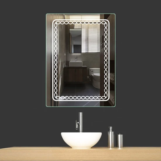 Негабаритное настенное зеркало для ванной комнаты Jinghu, прямоугольное умное зеркало для ванной комнаты с сенсорным экраном и светодиодной подсветкой